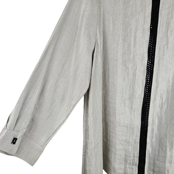 IC by Connie K Asymmetrical Shimmer Top Blouse Size XL Sequin Velvet 80s Style - Picture 9 of 10